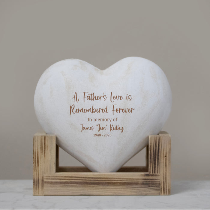 Personalized "A Father's Love is Remembered Forever" Dad Memorial Wooden Heart