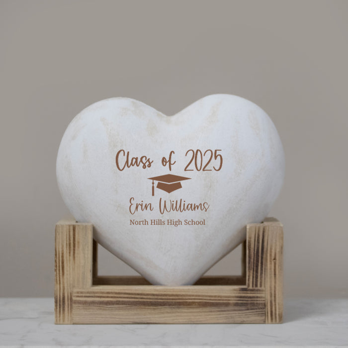 Personalized "Class of 2025" Wooden Heart Display Plaque