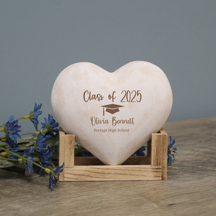 Personalized "Class of 2025" Wooden Heart Display Plaque