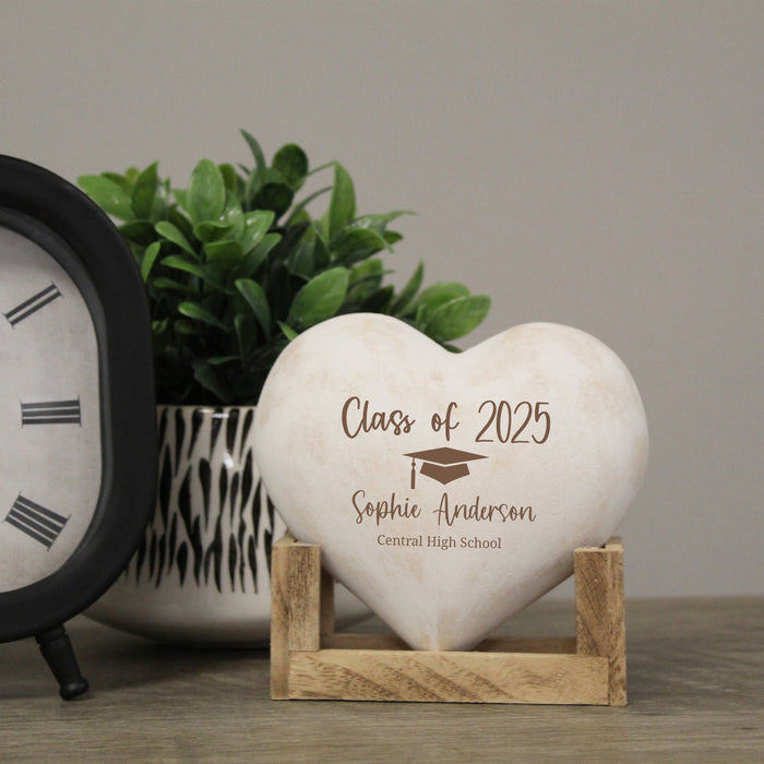 Personalized "Class of 2025" Wooden Heart Display Plaque