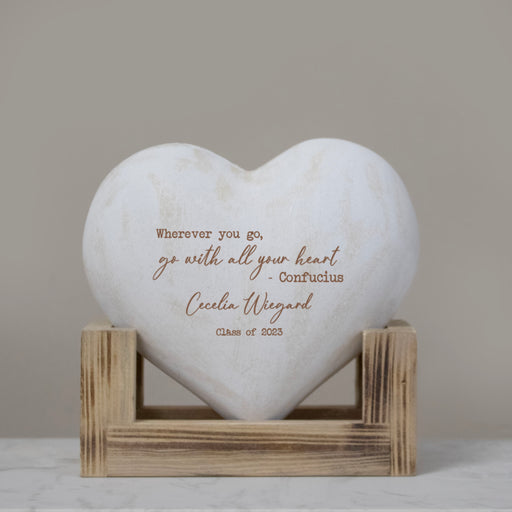 Personalized graduation heart desk decor