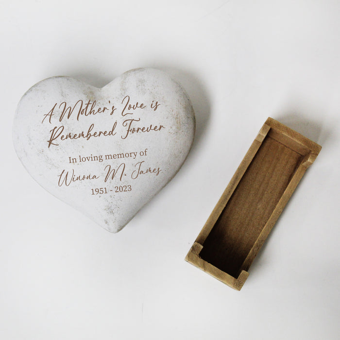 Personalized "A Mother's Love" Wooden Heart Display Plaque