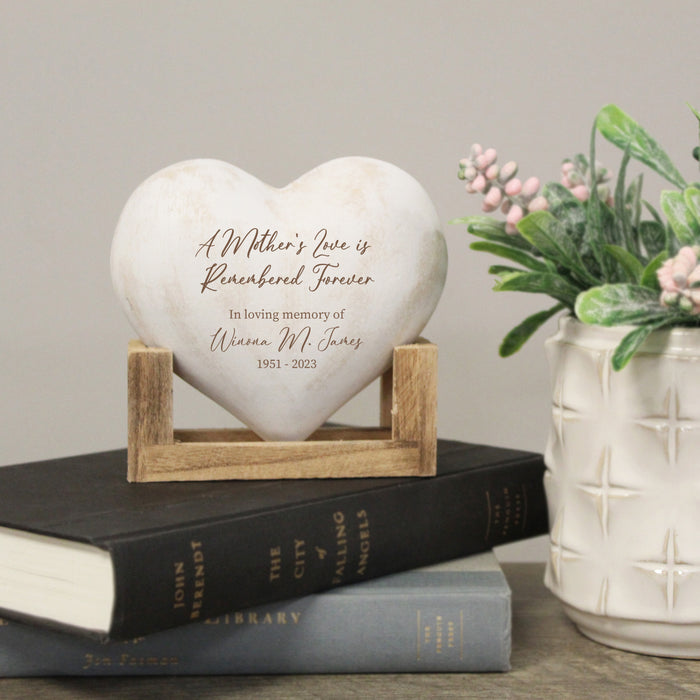 Personalized "A Mother's Love" Wooden Heart Display Plaque