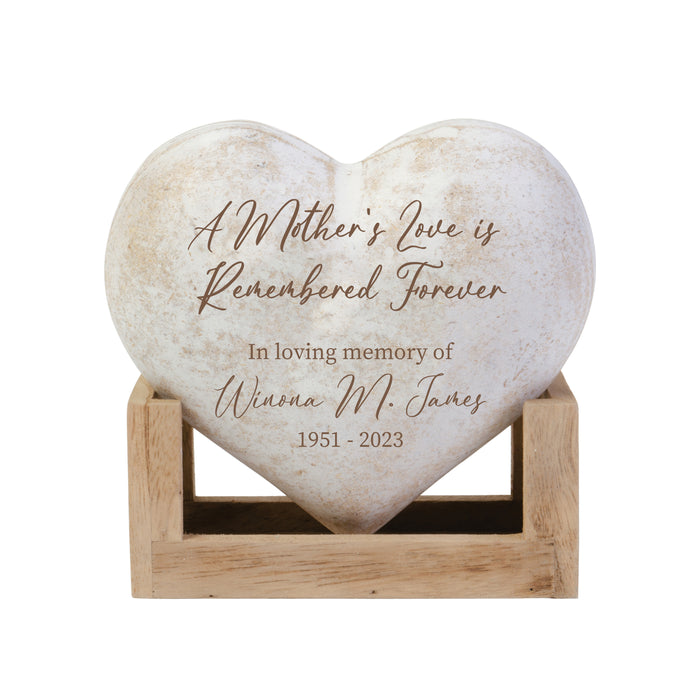 Personalized "A Mother's Love" Wooden Heart Display Plaque