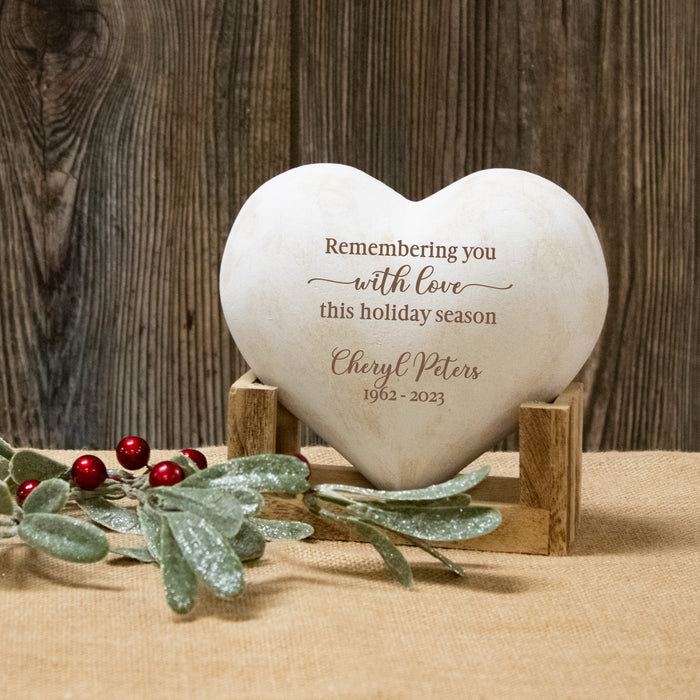 Personalized Remembering You Christmas Memorial Wooden Heart Plaque