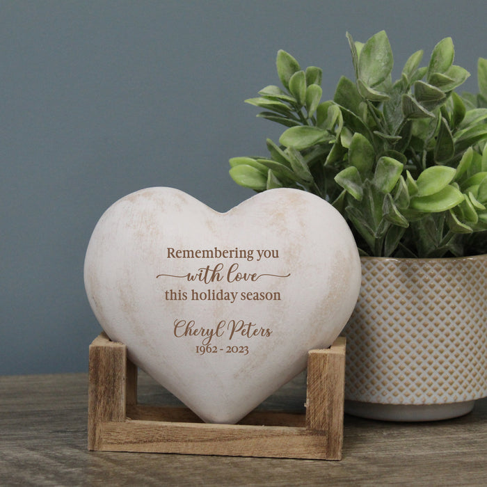 Personalized Remembering You Christmas Memorial Wooden Heart Plaque