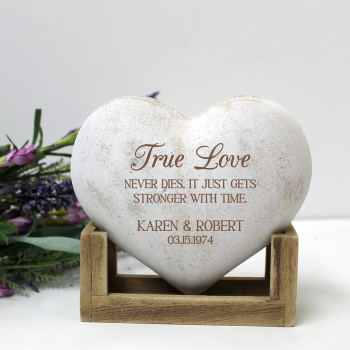 Personalized "True Love" Anniversary Wooden Heart Display Plaque