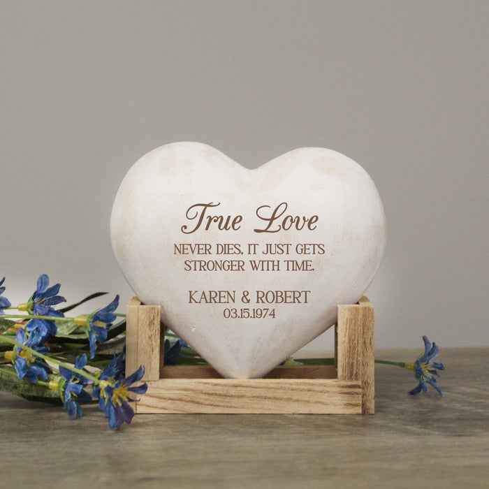 Personalized "True Love" Anniversary Wooden Heart Display Plaque