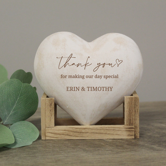 Personalized Wedding Thank You Wooden Heart Display Plaque