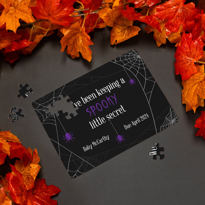 Personalized Halloween Spider Web Pregnancy Announcement Puzzle