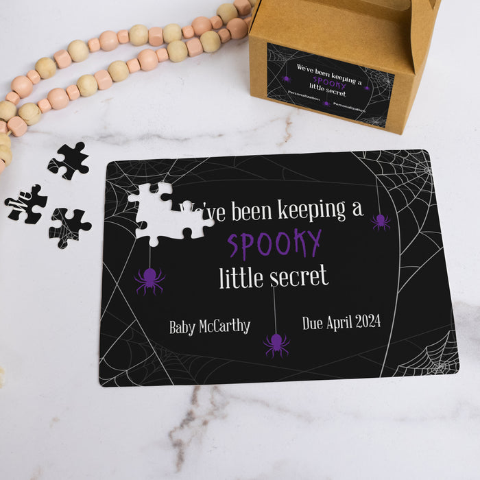 Personalized Halloween Spider Web Pregnancy Announcement Puzzle