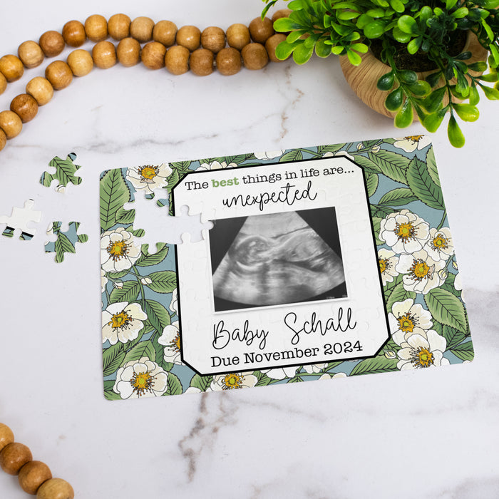 Personalized "Best Things In Life Are Unexpected" Pregnancy Announcement Puzzle