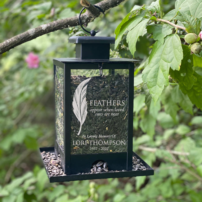 Personalized "Feathers Appear" Memorial Bird Feeder
