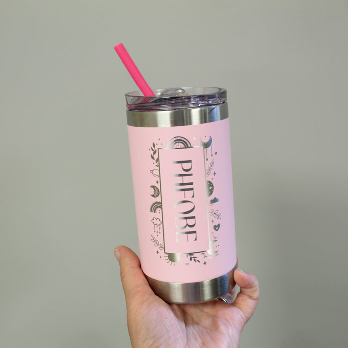 Personalized Pink Bohemian Tumbler for Girls