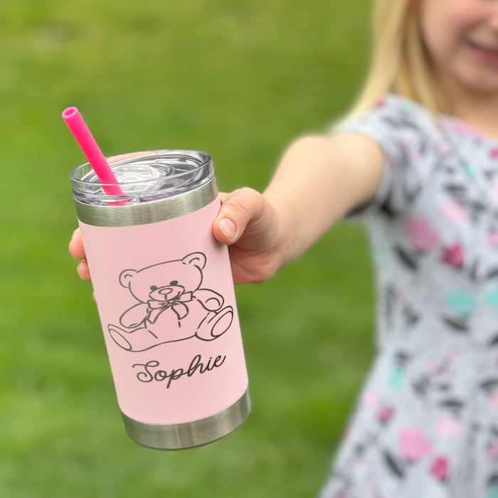 Personalized Teddy Bear Bow Tumbler for Girls