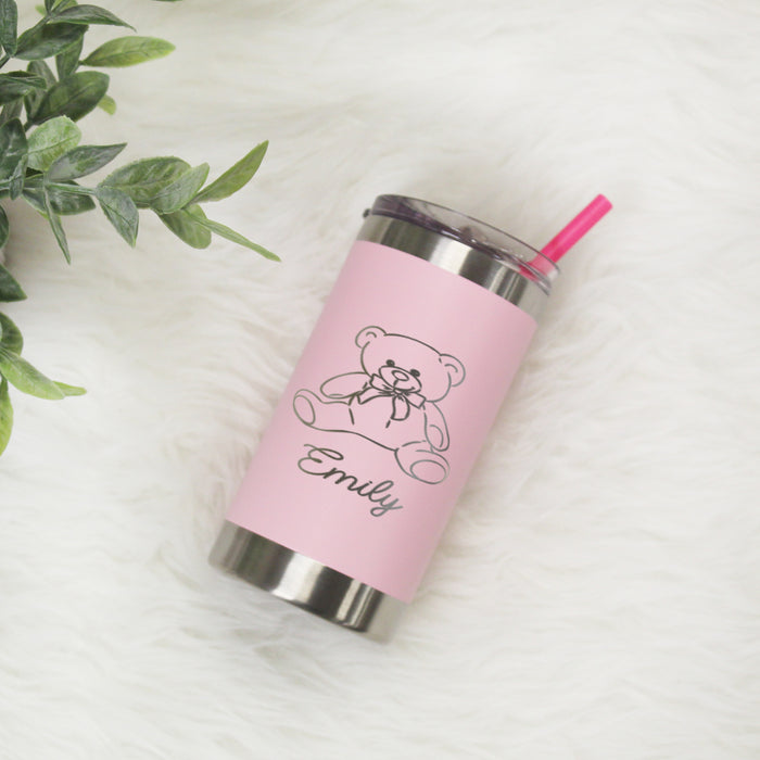 Personalized Teddy Bear Bow Tumbler for Girls