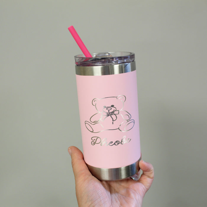 Personalized Teddy Bear Bow Tumbler for Girls