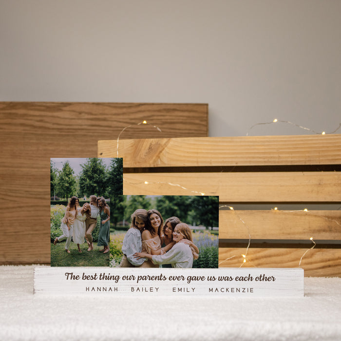 Personalized Siblings Wooden Photo Bar