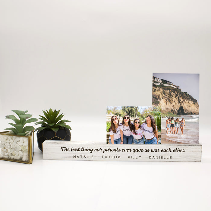 Personalized Siblings Wooden Photo Bar