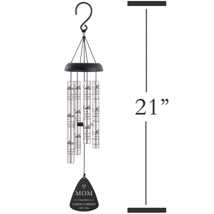 Personalized 21" Mom Memorial Wind Chime with Printed Tubes
