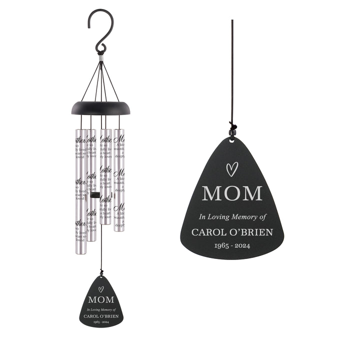Personalized 21" Mom Memorial Wind Chime with Printed Tubes