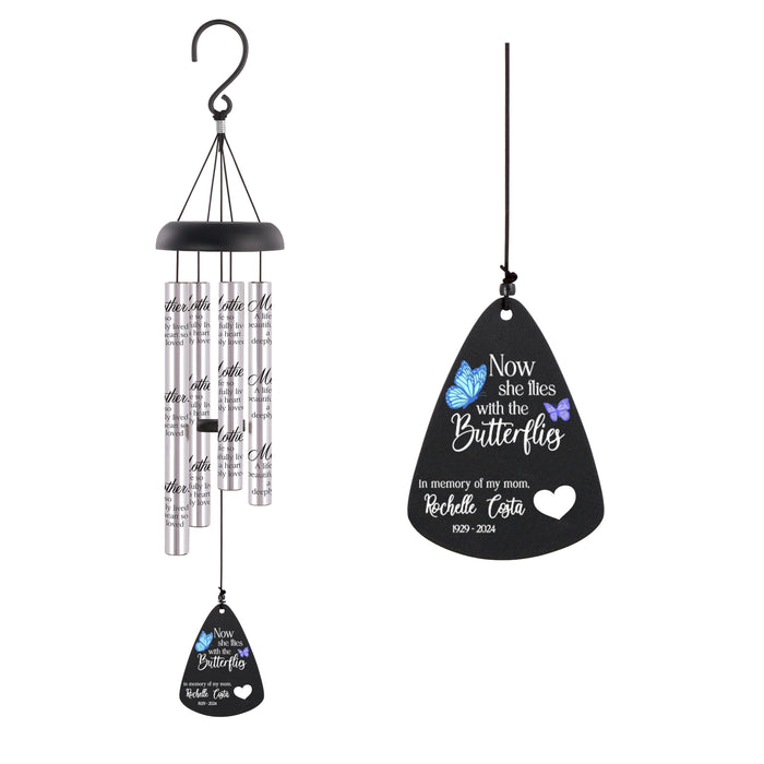 Personalized "Flies with Butterflies" Mom Memorial Wind Chime