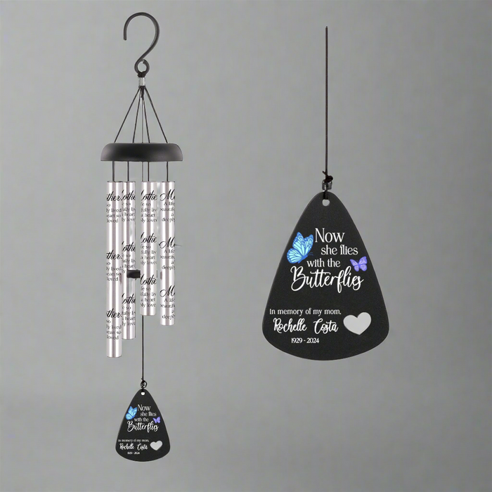 Personalized "Flies with Butterflies" Mom Memorial Wind Chime