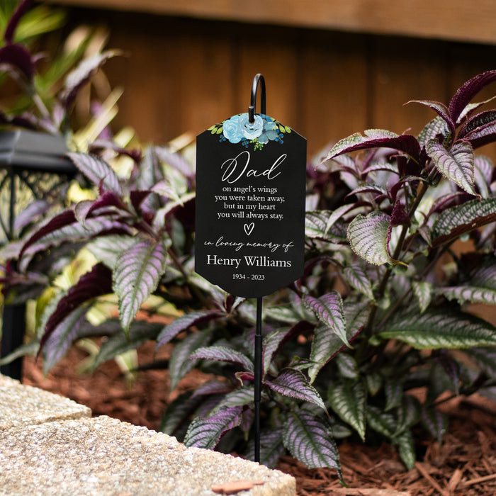 Personalized "Dad, On Angel Wings" Memorial Garden Stake