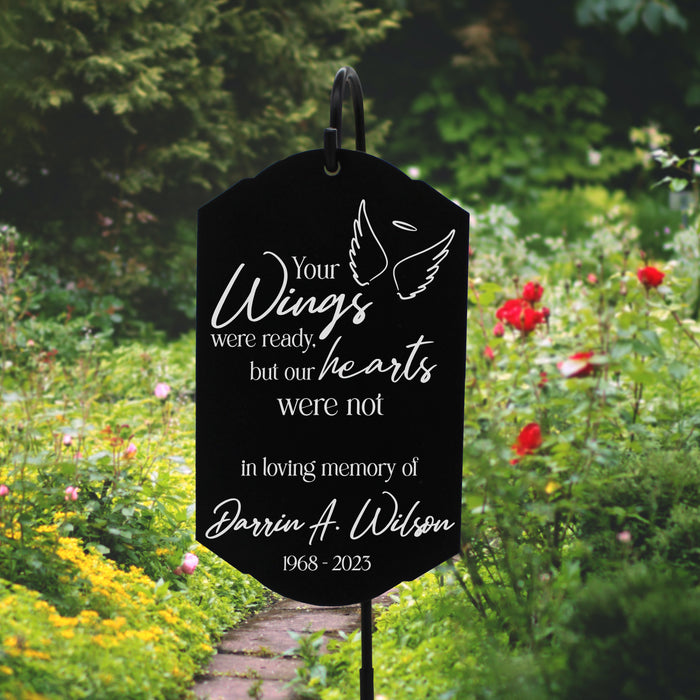Personalized "Your Wings Were Ready..." Memorial Garden Stake