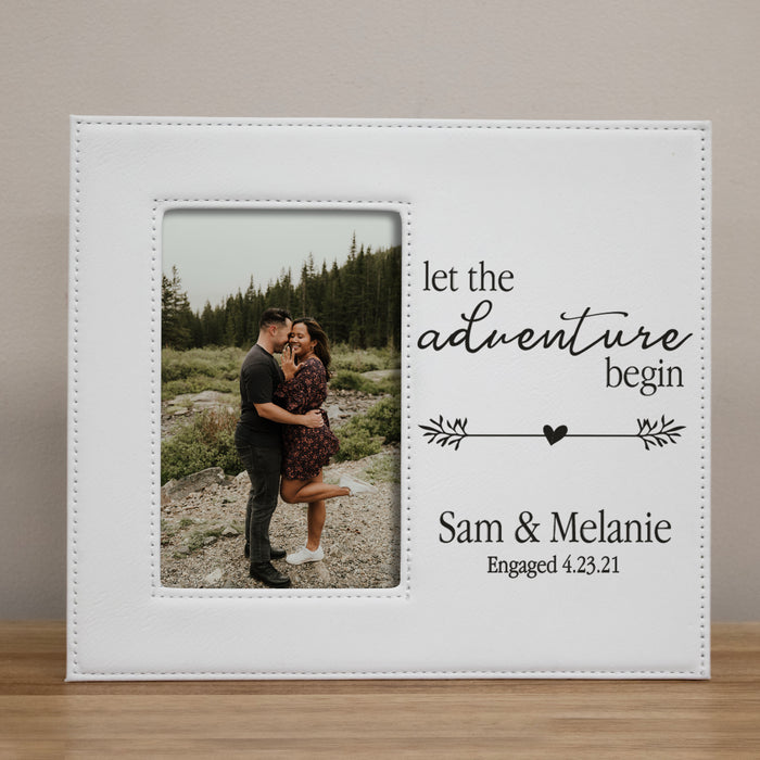 Personalized "Let The Adventure Begin" Engagement Picture Frame