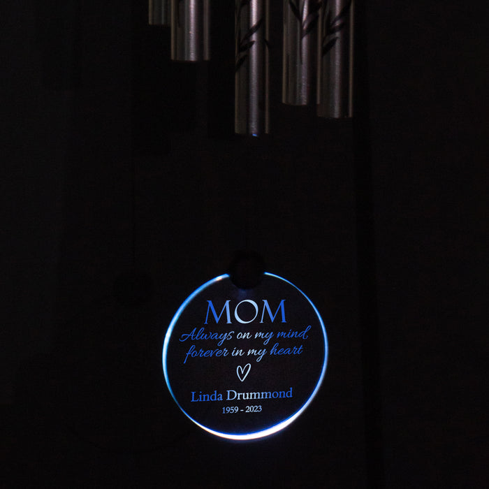 Personalized "Mom Forever in My Heart" Memorial Solar Wind Chime