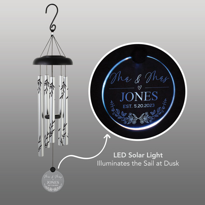 Personalized Last Name Wedding Solar Wind Chime