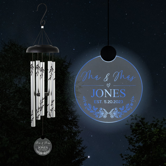 Personalized Last Name Wedding Solar Wind Chime