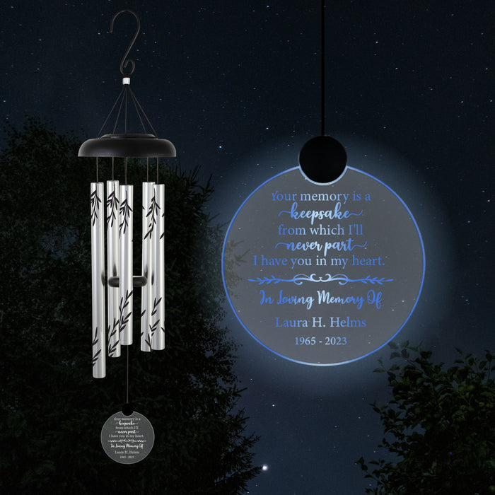 Personalized "Your Memory is a Keepsake" Sympathy Solar Wind Chime
