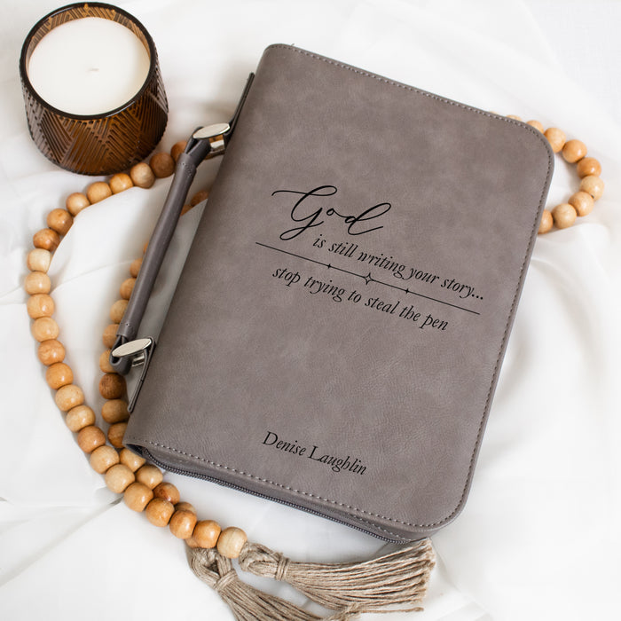 Personalized "God Is Writing Your Story" Bible Cover