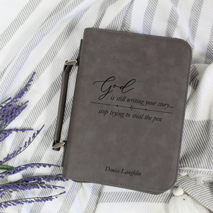 Personalized "God Is Writing Your Story" Bible Cover
