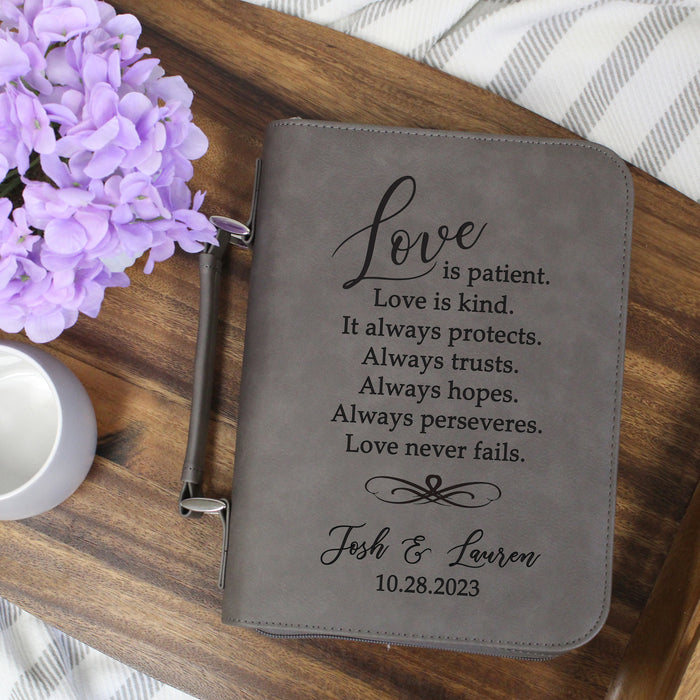 Personalized Love is Patient Wedding Bible Cover