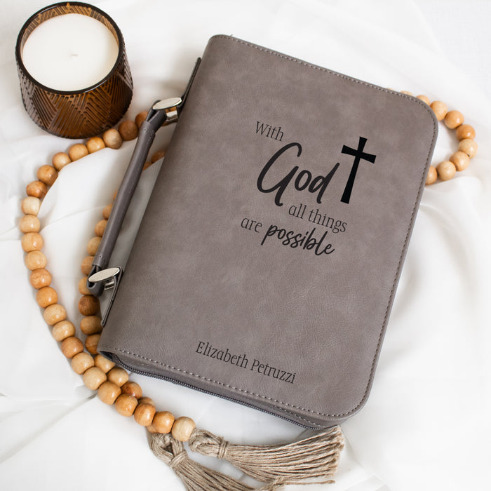 Personalized "With God All Things Are Possible" Bible Cover