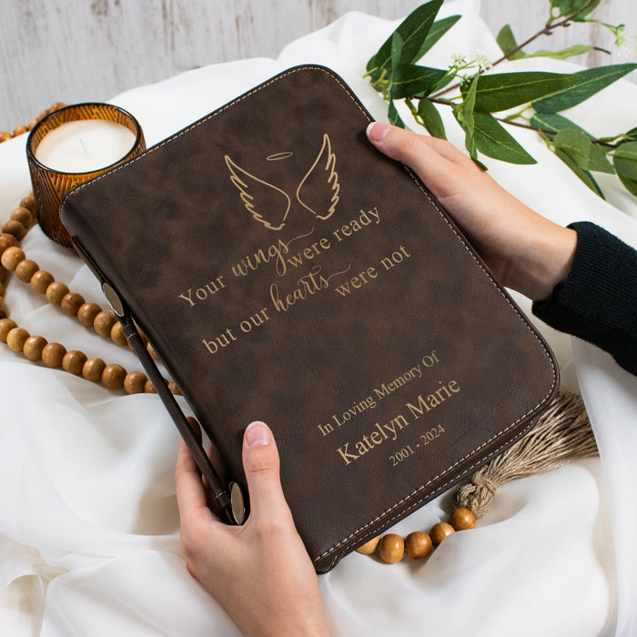 Personalized Wings Ready Memorial Bible Cover