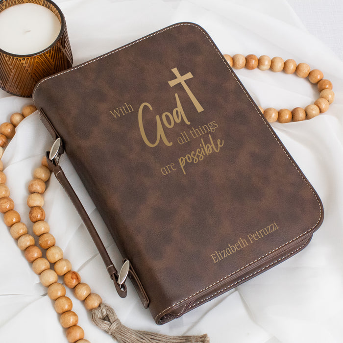 Personalized "With God All Things Are Possible" Bible Cover