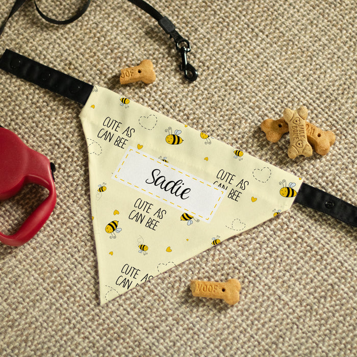 Personalized "Cute As Can Bee" Dog Bandana