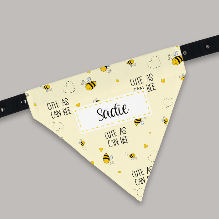 Personalized "Cute As Can Bee" Dog Bandana