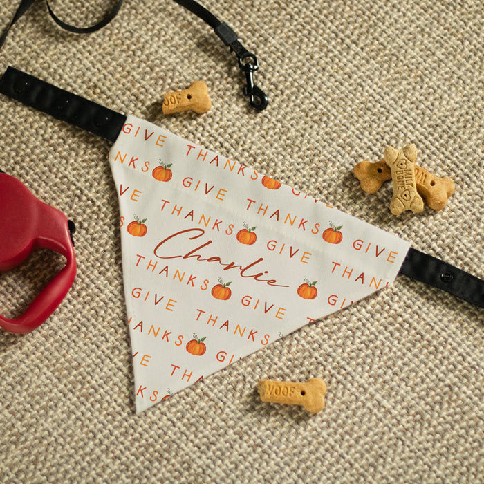 Personalized Pumpkin "Give Thanks" Thanksgiving Dog Bandana