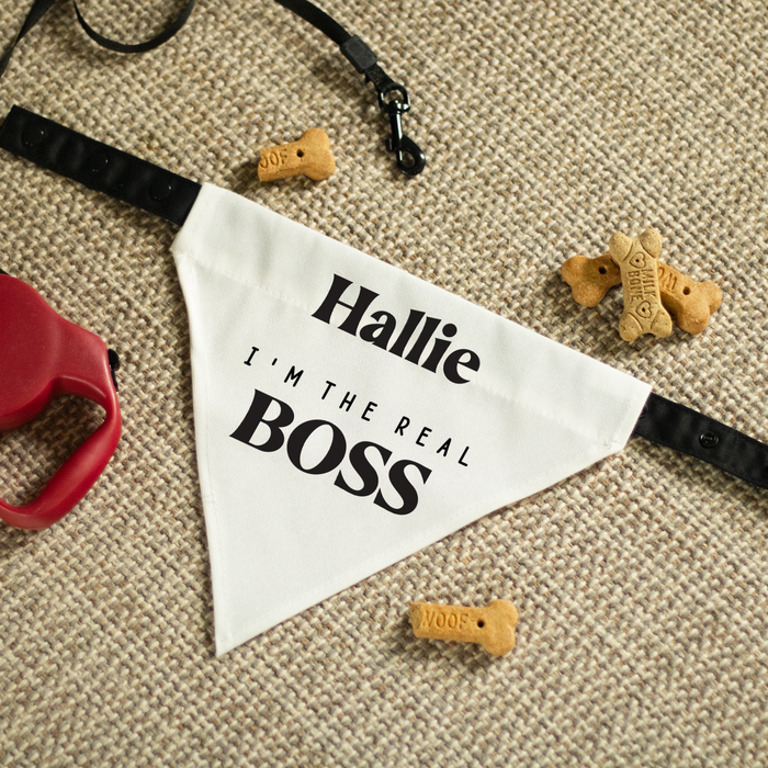 Personalized I'm the Real Boss Dog Bandana