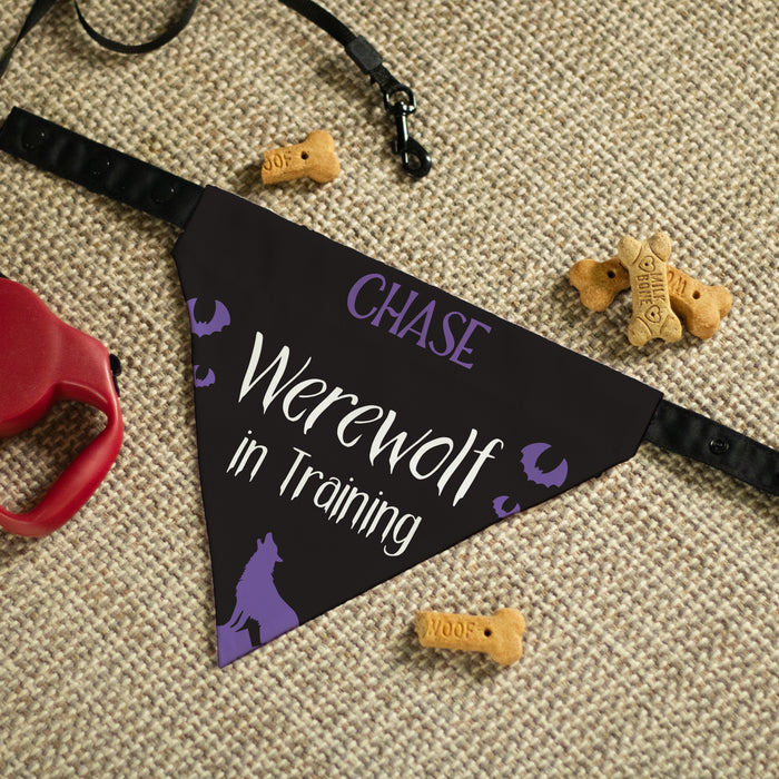 Personalized "Werewolf in Training" Halloween Dog Bandana