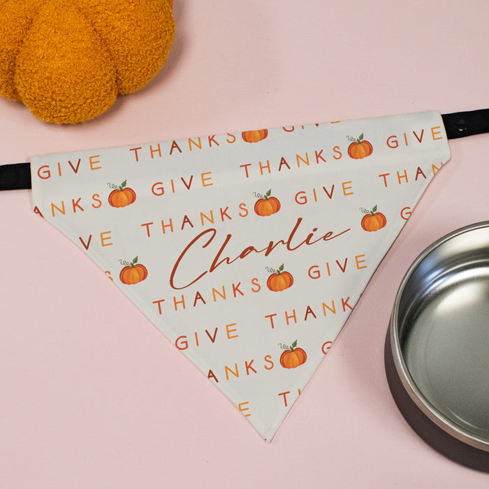 Personalized Pumpkin "Give Thanks" Thanksgiving Dog Bandana