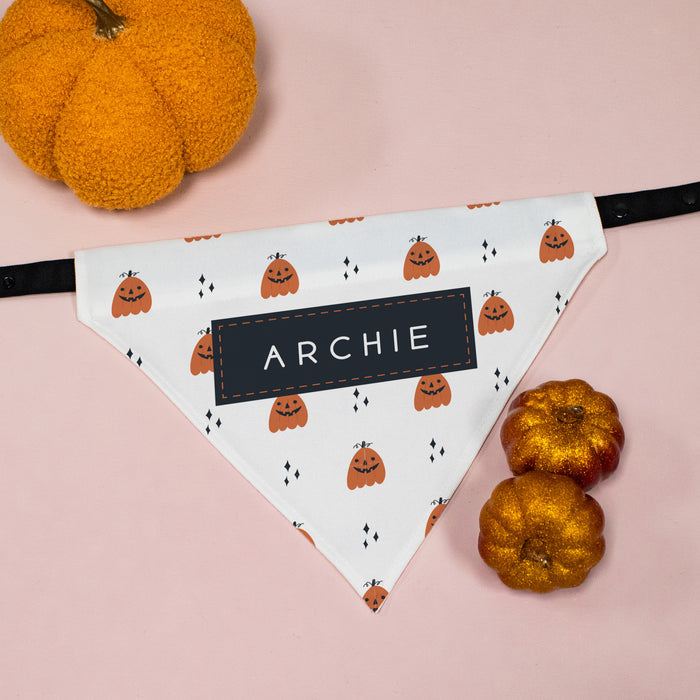 Personalized Jack-O-Lantern Halloween Dog Bandana