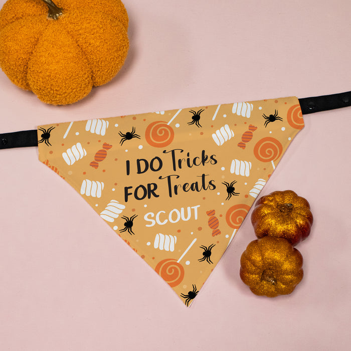 Personalized "Tricks for Treats" Halloween Dog Bandana