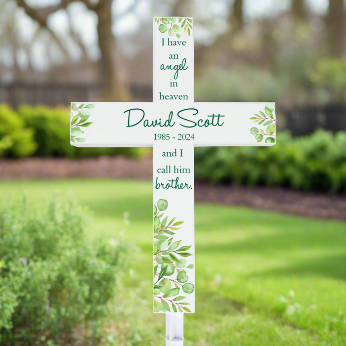 Personalized “Brother Angel in Heaven” Memorial Solar Cross