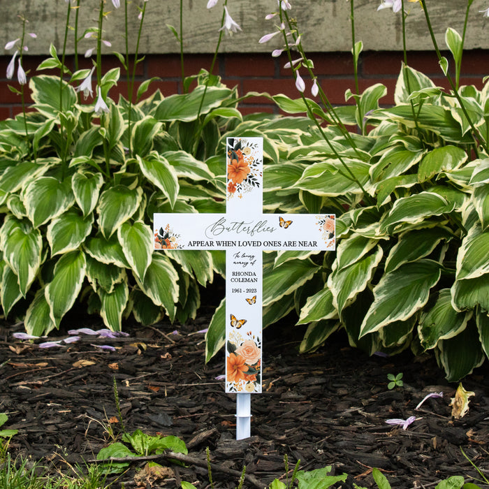 Personalized “Butterflies Appear” Memorial Solar Cross